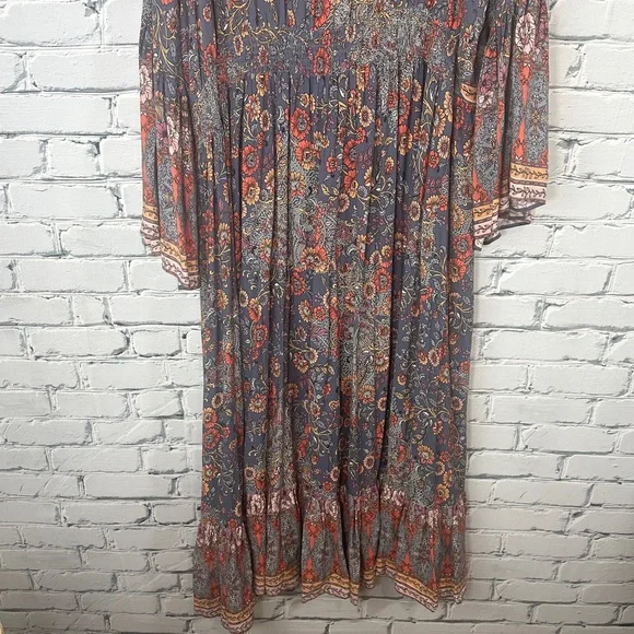 Aveology Floral Earth Angel Maxi Dress 22/24 Flare Sleeve Boho Southwestern - Picture 5 of 13